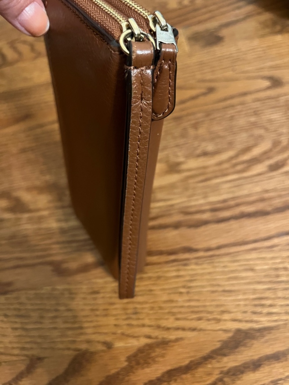 Coach F52718 Saddle Brown Pebble Leather Double Accordion Zip LG Wallet/Wristlet - Picture 7 of 11